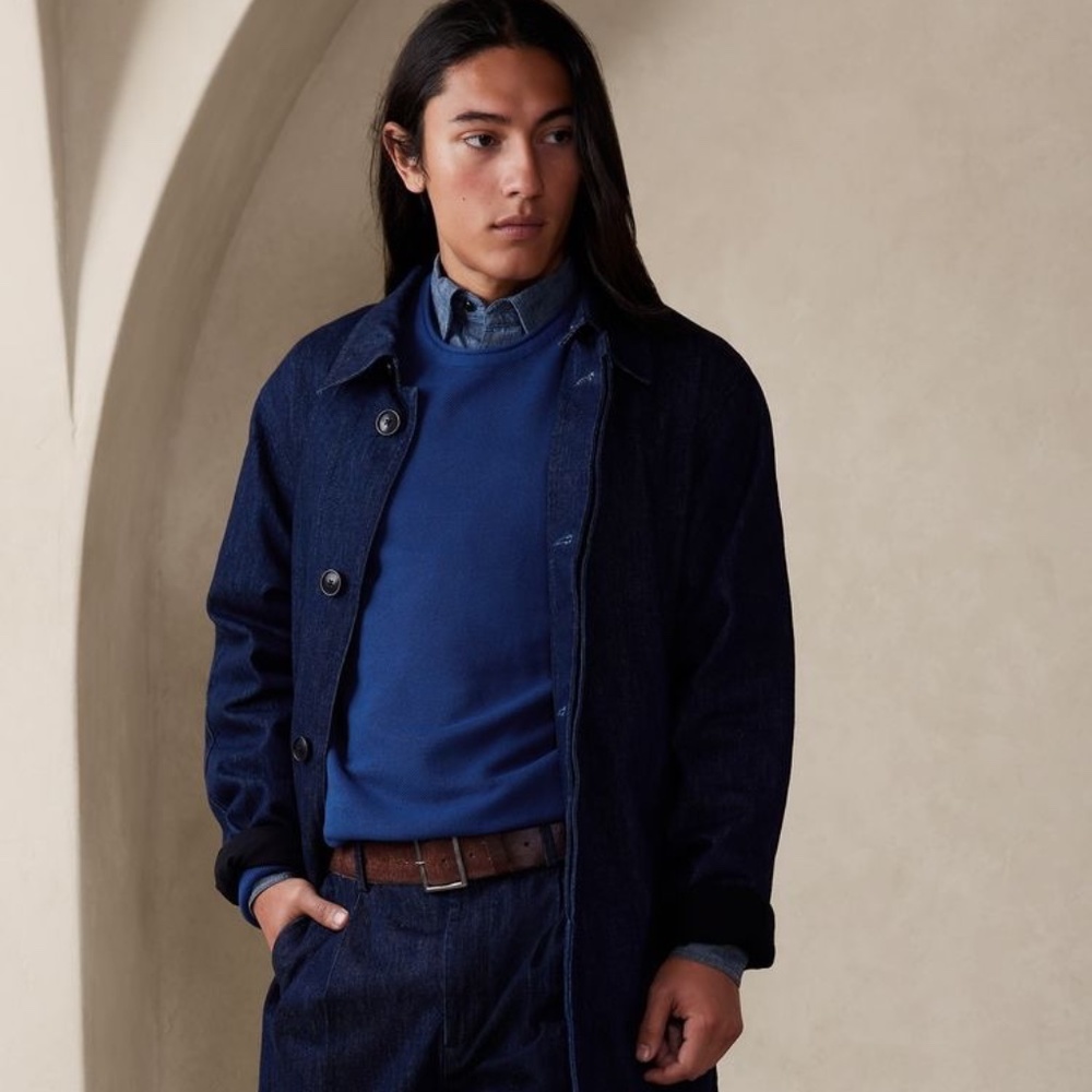 NWT Banana Republic Blue Cotton Crewneck Sweater